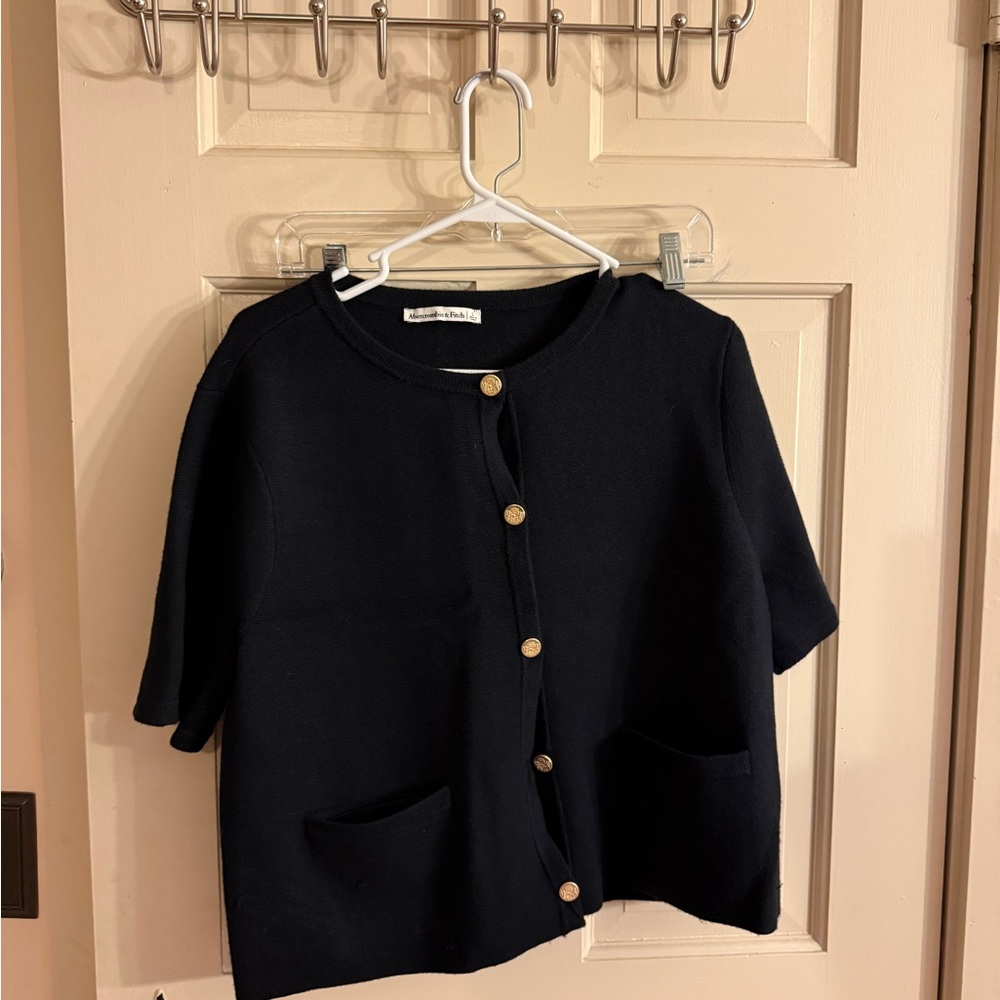 Abercrombie & Fitch Black Cardigan with Gold Buttons